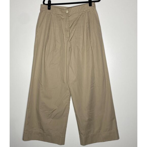 New LOFT Poplin Wide Leg High Waist Pleated Pants Women's Size 12 - Picture 1 of 7